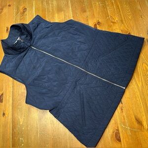EUC Light Weight Navy Diamond Quilted Zip Front Vest Talbots Size L